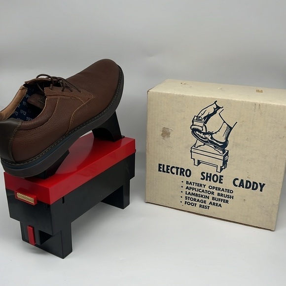 Swank Vintage Battery Operated Electro Shoe Caddy Motorized Buffer Original Box - Picture 9 of 16